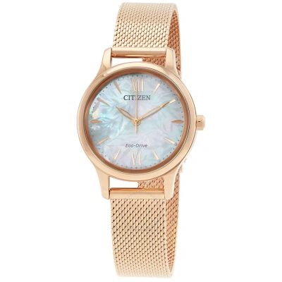 Citizen Eco-drive Mother Of Pearl Dial Ladies Watch Em0892-80d In Neutral
