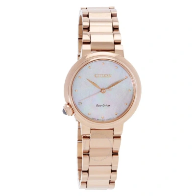 Citizen Eco-drive Mother Of Pearl Dial Ladies Watch Em0912-84y In Gold / Gold Tone / Mop / Mother Of Pearl / Rose / Rose Gold / Rose Gold Tone