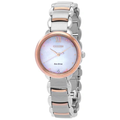 Citizen Eco-drive Mother Of Pearl Dial Ladies Watch Em0924-85y In Two Tone  / Gold / Gold Tone / Mop / Mother Of Pearl / Rose / Rose Gold / Rose Gold Tone