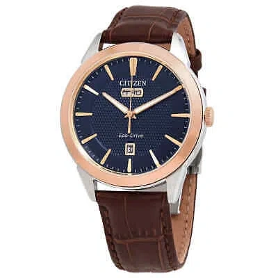 Pre-owned Citizen Eco-drive Navy Dial Men's Watch Aw0096-06l