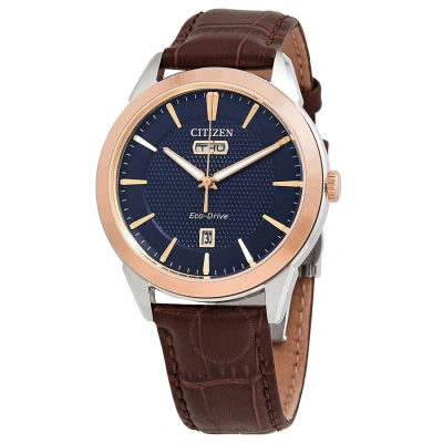 Citizen Eco-drive Navy Dial Men's Watch Aw0096-06l In Brown