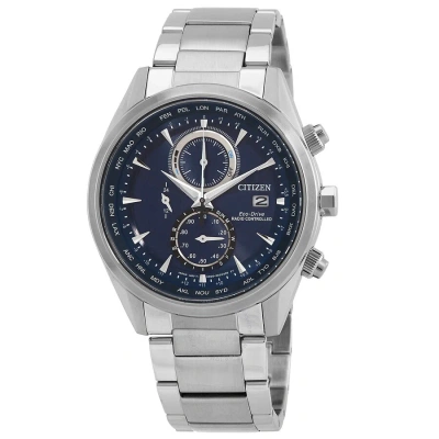 Citizen Eco-drive Perpetual Alarm World Time Chronograph Gmt Blue Dial Men's Watch At8260-85l