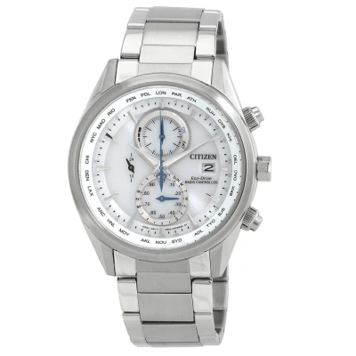 Citizen Eco-drive Perpetual Alarm World Time Chronograph Gmt White Dial Men's Watch At8260-85a