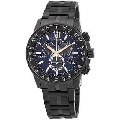 Pre-owned Citizen Eco-drive Perpetual Chronograph Gmt Blue Dial Men's Watch Cb5885-85l