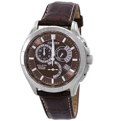 Pre-owned Citizen Eco-drive Perpetual Gmt Brown Dial Men's Watch Bl8160-07x