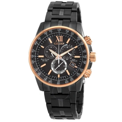 Citizen Eco-drive Perpetual World Time Chronograph Gmt Black Dial Men's Watch Cb5884-88h In Black / Gold / Gold Tone / Rose / Rose Gold / Rose Gold Tone