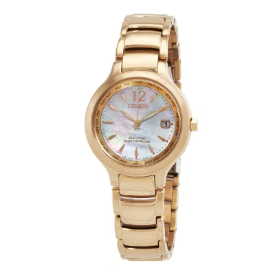 Citizen Eco-drive Perpetual World Time Mother Of Pearl Dial Ladies Watch Ec1173-87y In Gold / Gold Tone / Mother Of Pearl / Rose / Rose Gold / Rose Gold Tone