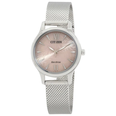 Citizen Eco-drive Pink Dial Ladies Watch Em0899-81x In Ink / Pink