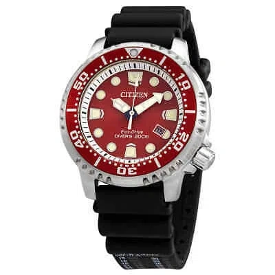 Pre-owned Citizen Eco-drive Promaster Red Dial Men's Watch Bn0159-15x