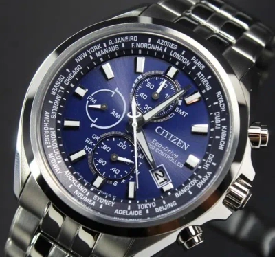 Pre-owned Citizen Eco-drive Radio Controlled Blue Dial Sapphire Crystal Watch At8200-87l