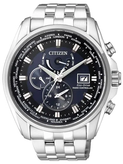 Pre-owned Citizen Sapphire Crystal Radio Controlled Men's Watch Dual Time At9030-55l