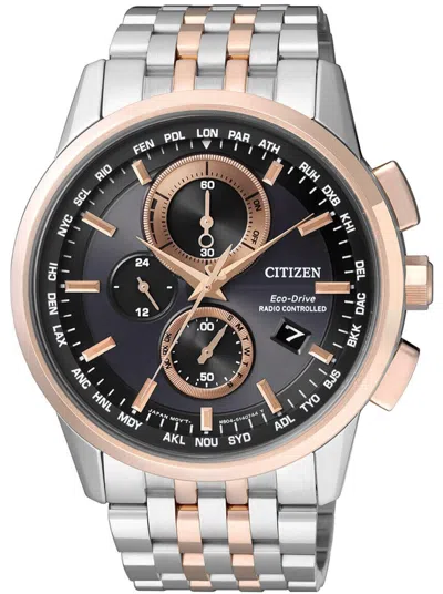 Pre-owned Citizen Eco-drive Radio Controlled World Time Men's Watch At8116-65e