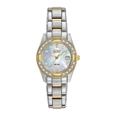 Citizen Eco-drive Regent Womens Diamond-accent Mother-of-pearl Bracelet Watch Ew1824-57d In Transparent