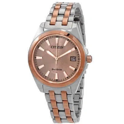 Pre-owned Citizen Eco-drive Rose Dial Two-tone Ladies Watch Eo1226-59x
