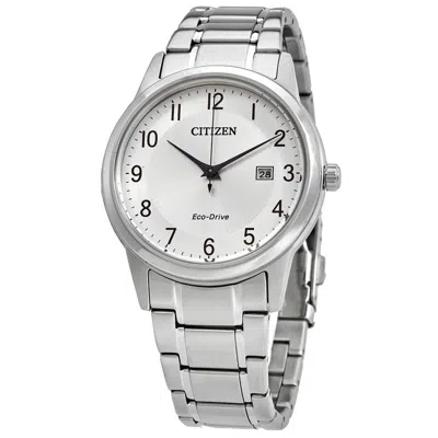 Citizen Eco-drive Silver Dial Men's Watch Aw1231-58b In Black / Silver