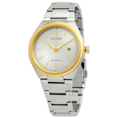 Citizen Eco-drive Silver Dial Men's Watch Aw1378-84b In Gold Tone / Silver