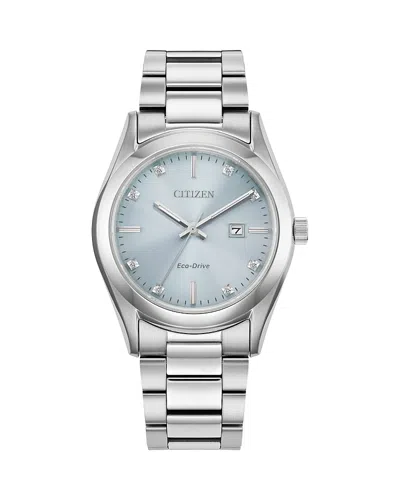 Citizen Sport Luxury Womens Silver Tone Stainless Steel Bracelet Watch Ew2700-54l In Gray