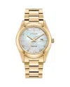 Citizen Sport Luxury Womens Gold Tone Stainless Steel Bracelet Watch Ew2702-59d In White/gold