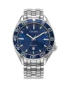 Citizen Sport Luxury Mens Silver Tone Stainless Steel Bracelet Watch Aw1770-53l In Blue/silver