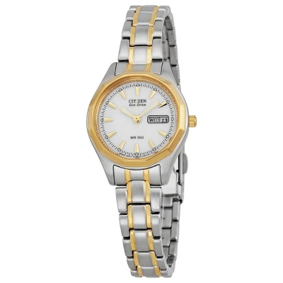 Citizen Eco-drive Sport White Dial Two-tone Ladies Watch Ew3144-51a In Gold