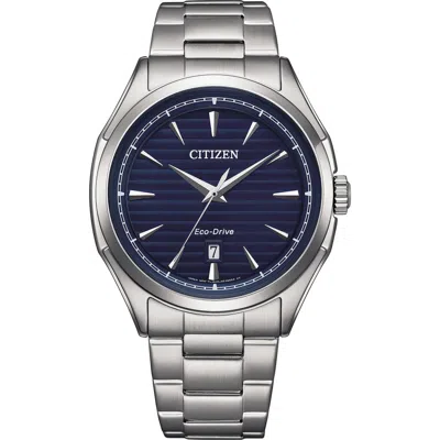 Citizen Eco Drive Stainless Steel Bracelet Watch, 41mm In Silver/blue