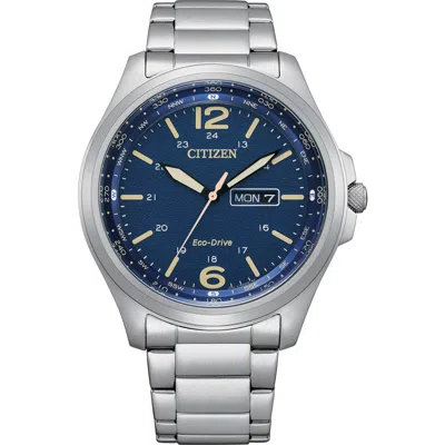 Citizen Eco-drive Stainless Steel Bracelet Watch, 44mm In Silver-tone/blue