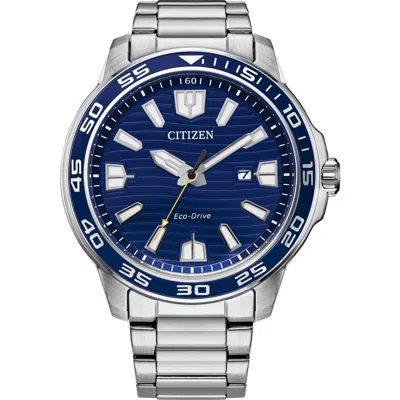 Citizen Eco Drive Stainless Steel Bracelet Watch, 45mm In Silver