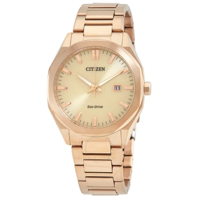 Citizen Eco-drive Stainless Steel Champagne Dial Men's Watch Bm7603-82p In Champagne / Gold / Gold Tone / Rose / Rose Gold / Rose Gold Tone