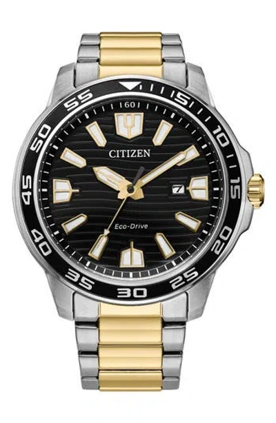 Citizen Eco Drive Three-hand Quartz Stainless Steel Bracelet Watch, 45mm In Two-tone