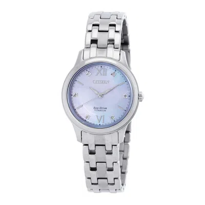 Citizen Eco-drive Titanium Diamond Ladies Watch Em0720-85y In Mother Of Pearl/grey