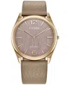 Citizen Eco-drive Unisex Beige Leather Strap Watch 38mm In No Color