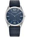 Citizen Eco-drive Unisex Blue Leather Strap Watch 38mm In No Color