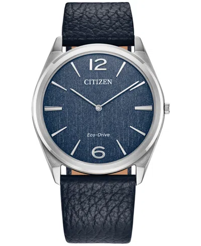 Citizen Eco-drive Unisex Blue Leather Strap Watch 38mm In No Color