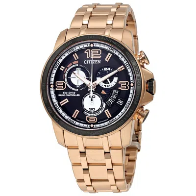 Pre-owned Citizen Eco-drive Watch For Men Chorno Time A-t Rose Gold Tone By0108-50e