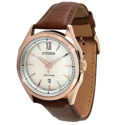Citizen Eco-drive White Dial Men's Watch Aw1753-10a In Brown / Gold Tone / Rose / Rose Gold Tone / White