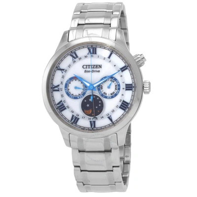 Citizen Eco-drive White Dial Moon Phase Men's Watch Ap1050-81a In Blue / White