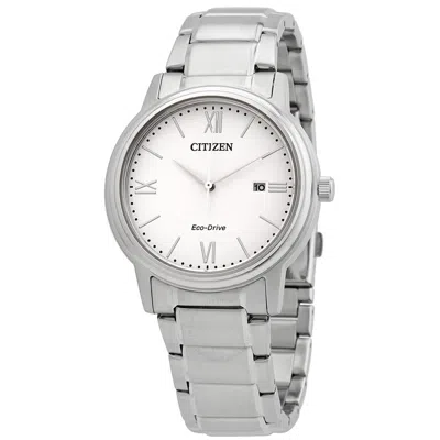 Citizen Eco-drive White Dial Stainless Steel Men's Watch Aw1670-82a In White/silver Tone