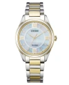 Citizen Arezzo Womens Diamond Accent Two Tone Stainless Steel Bracelet Watch Em0874-57d In Gold
