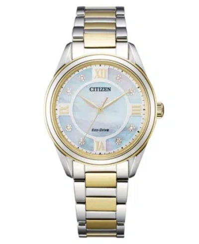CITIZEN ECO-DRIVE WOMEN'S AREZZO DIAMOND-ACCENT TWO-TONE STAINLESS STEEL BRACELET WATCH 32MM
