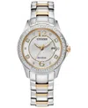 Citizen Womens Crystal Accent Two Tone Stainless Steel Bracelet Watch Fe1146-71a In Two-tone
