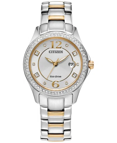 CITIZEN ECO-DRIVE WOMEN'S CRYSTAL TWO-TONE STAINLESS STEEL BRACELET WATCH 30MM