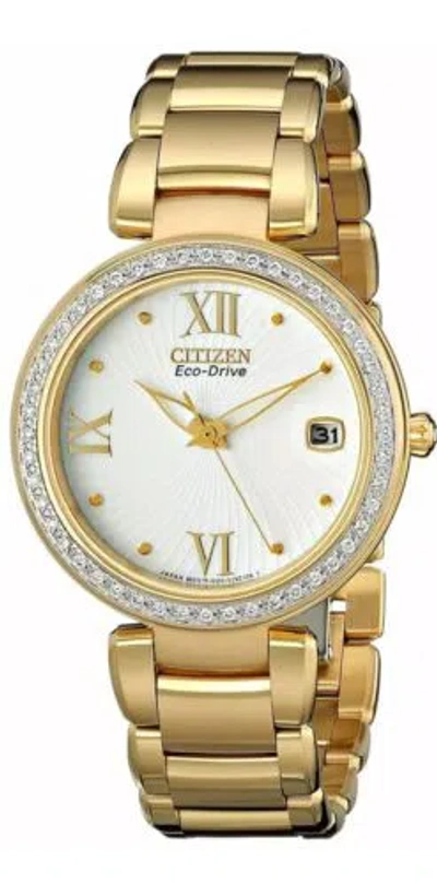 Pre-owned Citizen Eco-drive Women's Diamond Accent Gold Watch 33mm Eo1102-51a