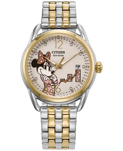 Citizen Eco-drive Women's Disney Empowered Minnie Mouse Two-tone Stainless Steel Bracelet Watch 36mm In No Color