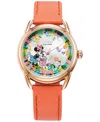 Citizen Eco-drive Women's Disney Minnie Mouse Diamond Accent Pink Leather Strap Watch 36mm In Pink
