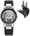 Citizen Eco-drive Women's Disney Villains Maleficent's Charm Black Leather Strap Watch 30mm Boxed Set In Black