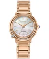 Citizen Eco-drive Women's L Arcly Diamond Accent Rose Gold-tone Stainless Steel Bracelet Watch 31mm In No Color