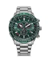 Citizen Promaster Mens Chronograph Silver Tone Stainless Steel Bracelet Watch Ca0820-50x In Green/silver