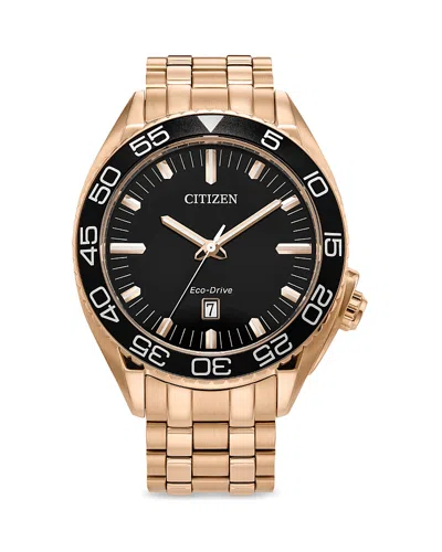 CITIZEN ECO SPORT LUXURY STAINLESS STEEL BRACELET WATCH, 42MM