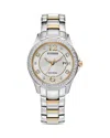 Citizen Womens Crystal Accent Two Tone Stainless Steel Bracelet Watch Fe1146-71a In Silver/two Tone