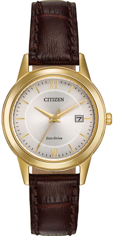 Citizen Eco-drive Leather Ladies Watch In Brown